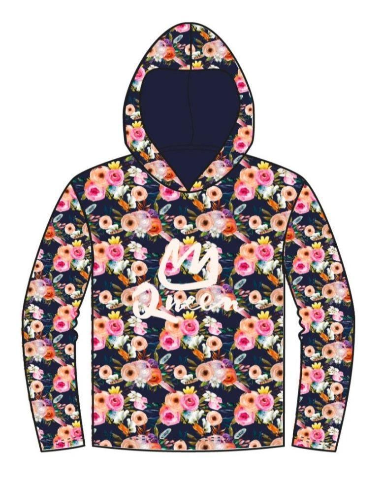 Cotton Jersey Panel - Panda and Bunny Floral Dark Blue/Rust-Jersey Panel-Jelly Fabrics