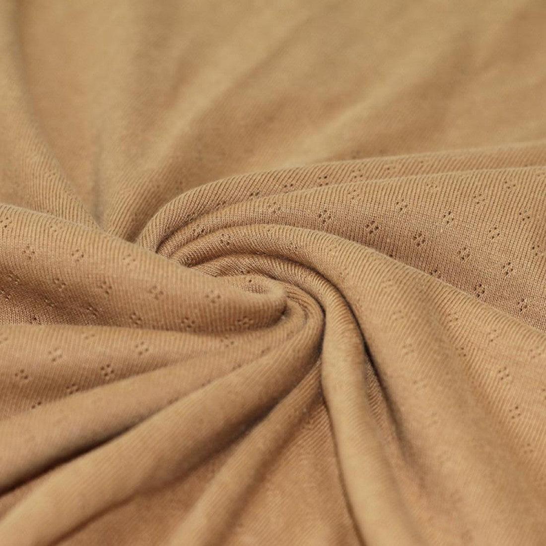 Pointelle Cotton Jersey - Camel-Jersey Fabric-Jelly Fabrics