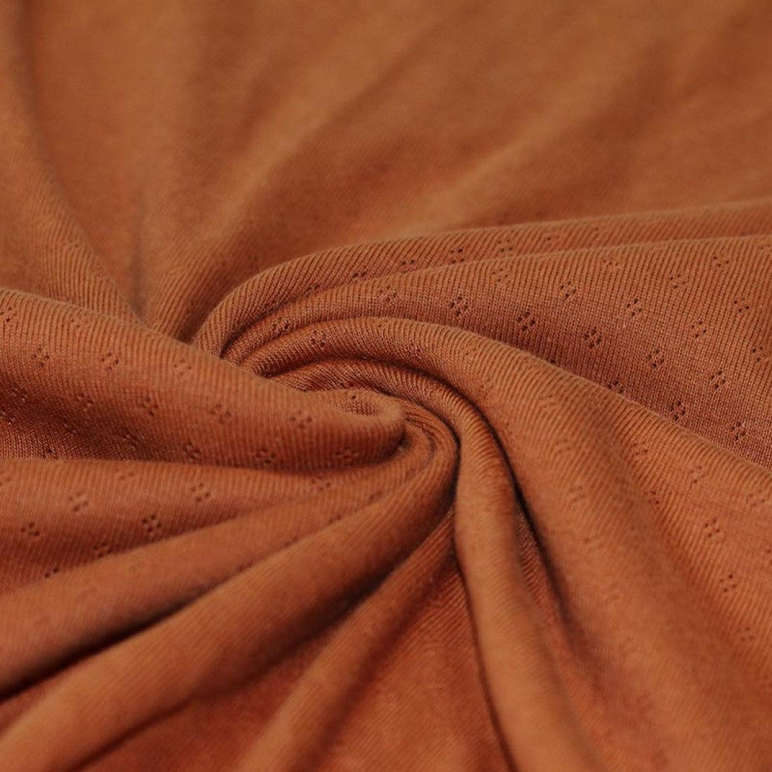 Pointelle Cotton Jersey - Cognac-Jersey Fabric-Jelly Fabrics