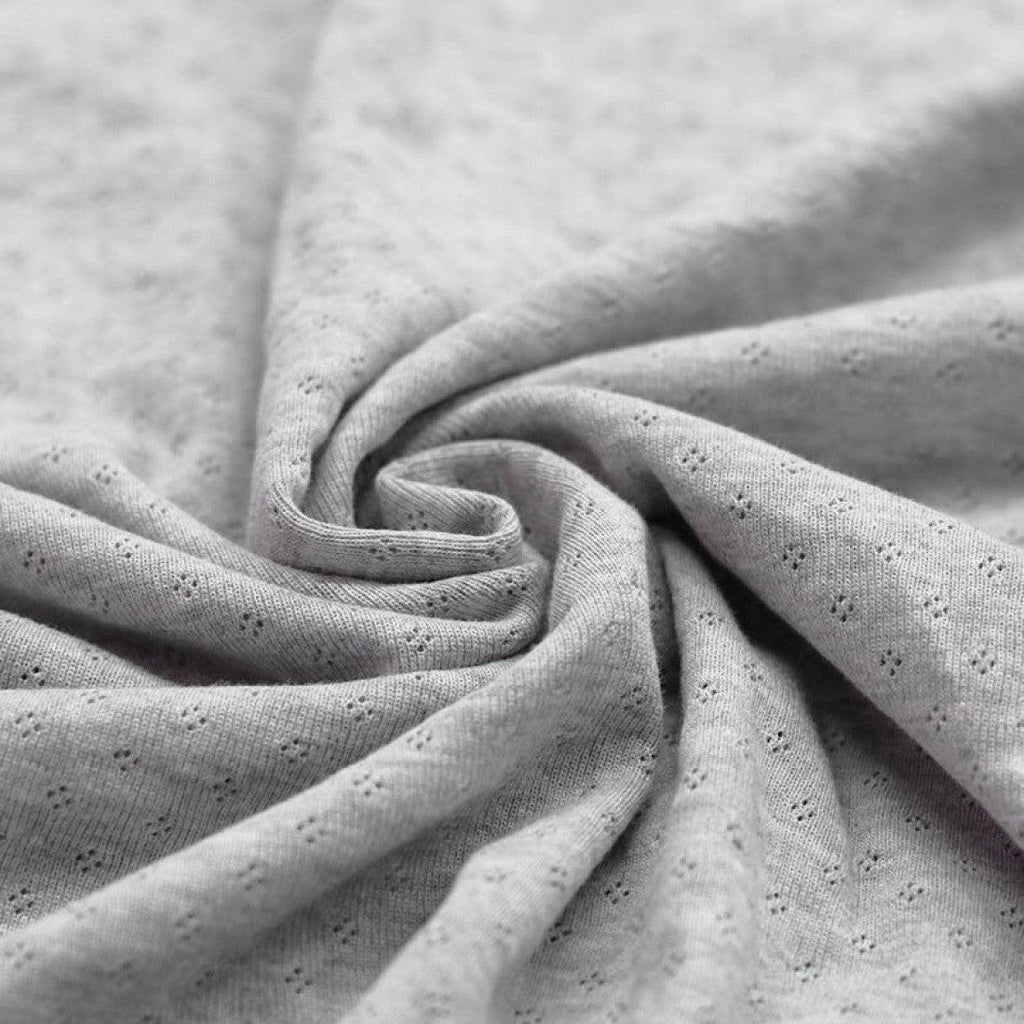 Pointelle Cotton Jersey - Light Grey Melange-Jersey Fabric-Jelly Fabrics