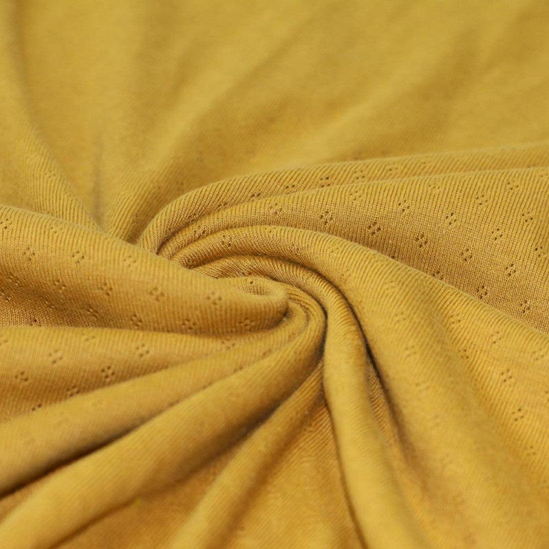 Pointelle Cotton Jersey - Ochre-Jersey Fabric-Jelly Fabrics