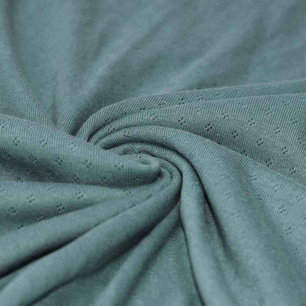 Pointelle Cotton Jersey - Old Green-Jersey Fabric-Jelly Fabrics