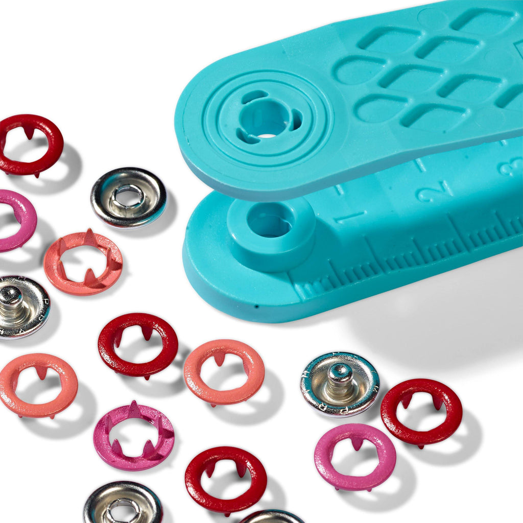 Non-sew 8mm Press Fasteners for Jersey (Red) and Processing Tool Set-Jelly Fabrics