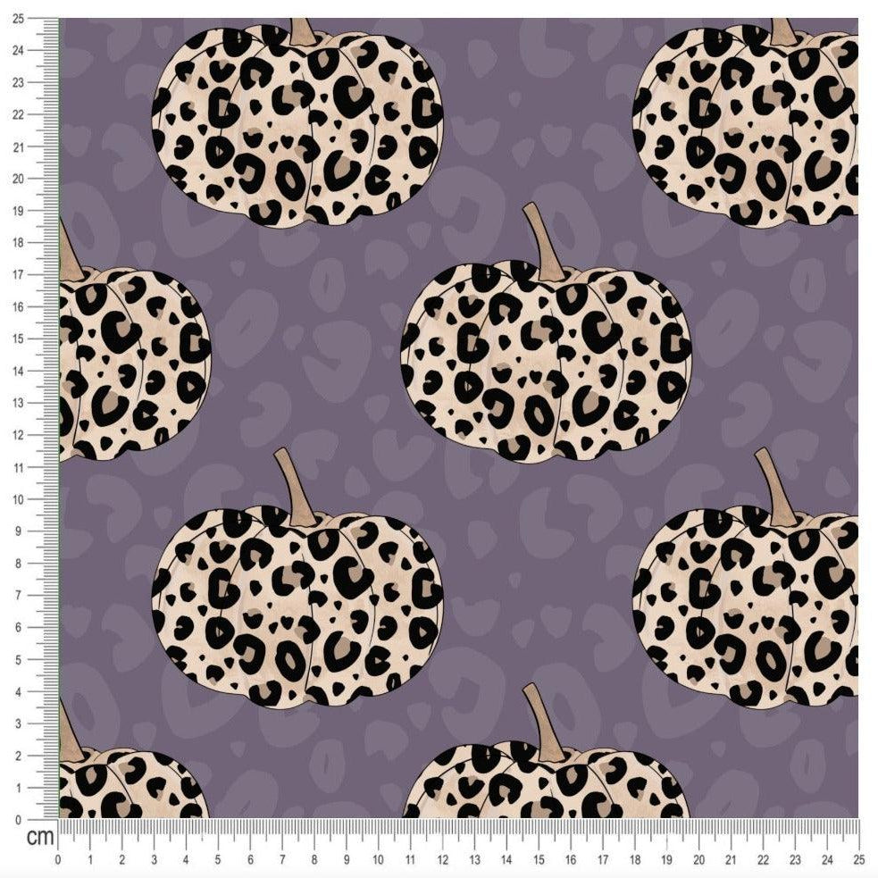 Cotton Jersey - Leopard Pumpkins in Purple (EXCLUSIVE)-Jersey Fabric-Jelly Fabrics