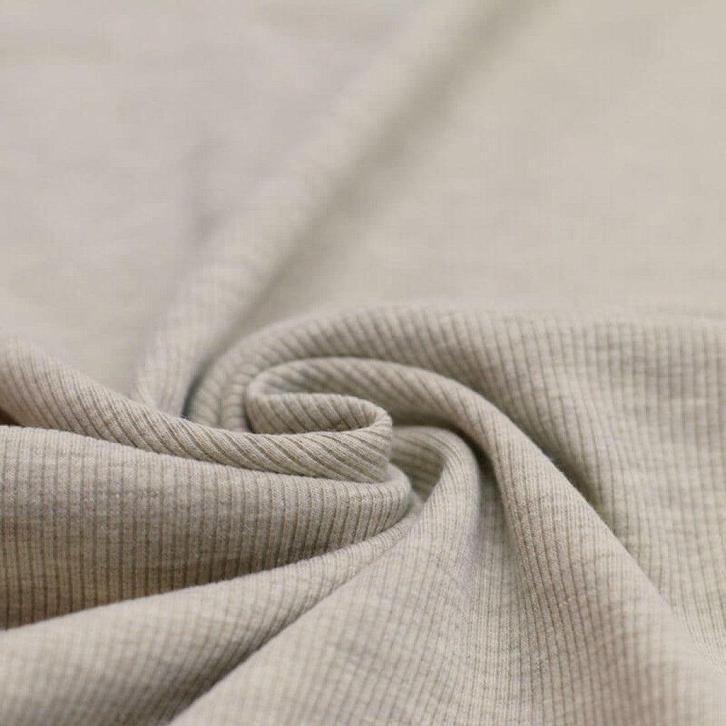 Fine Ribbed Jersey - Beige Melange-Jersey Fabric-Jelly Fabrics