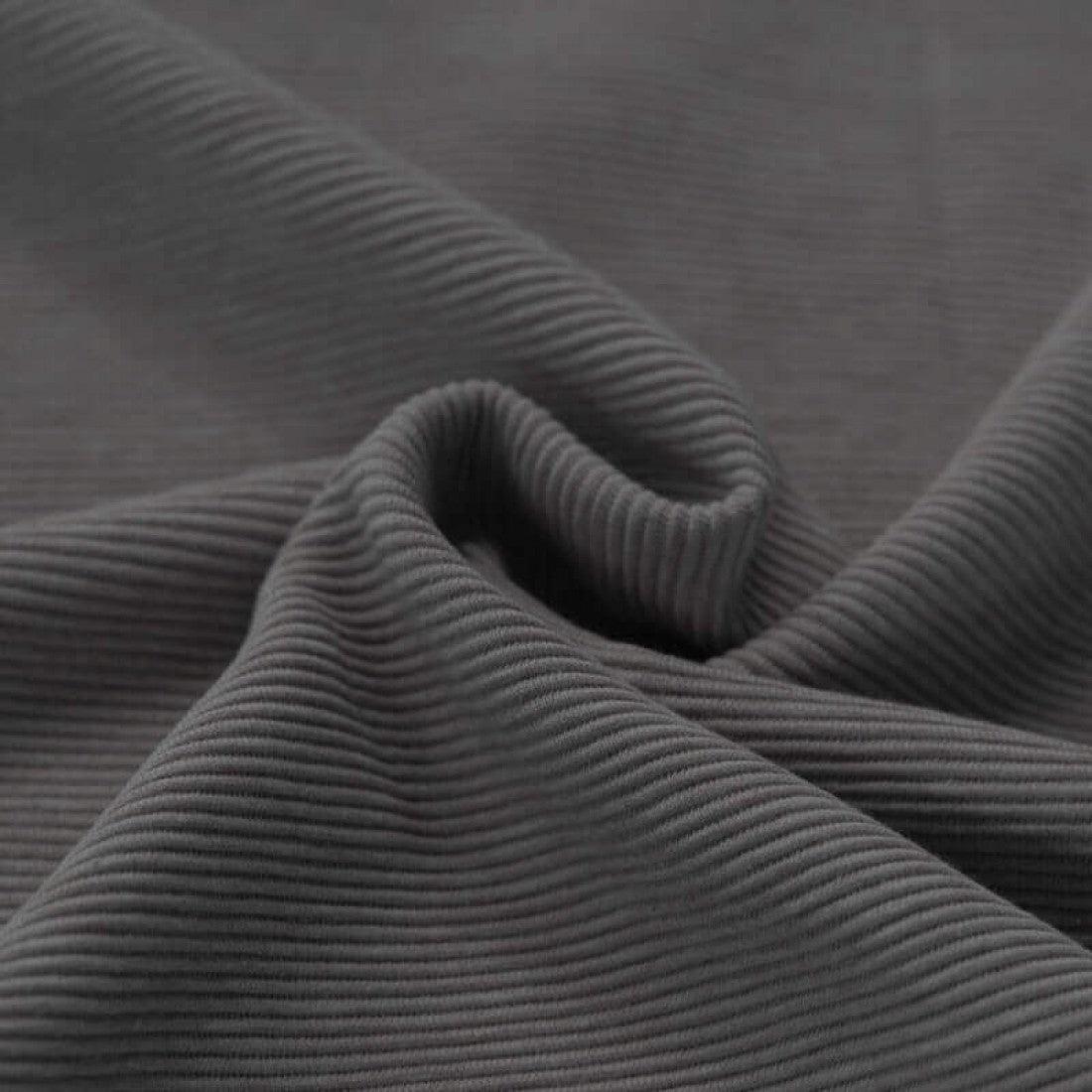 Ribbed Jersey - Dark Grey Melange-Jersey Fabric-Jelly Fabrics