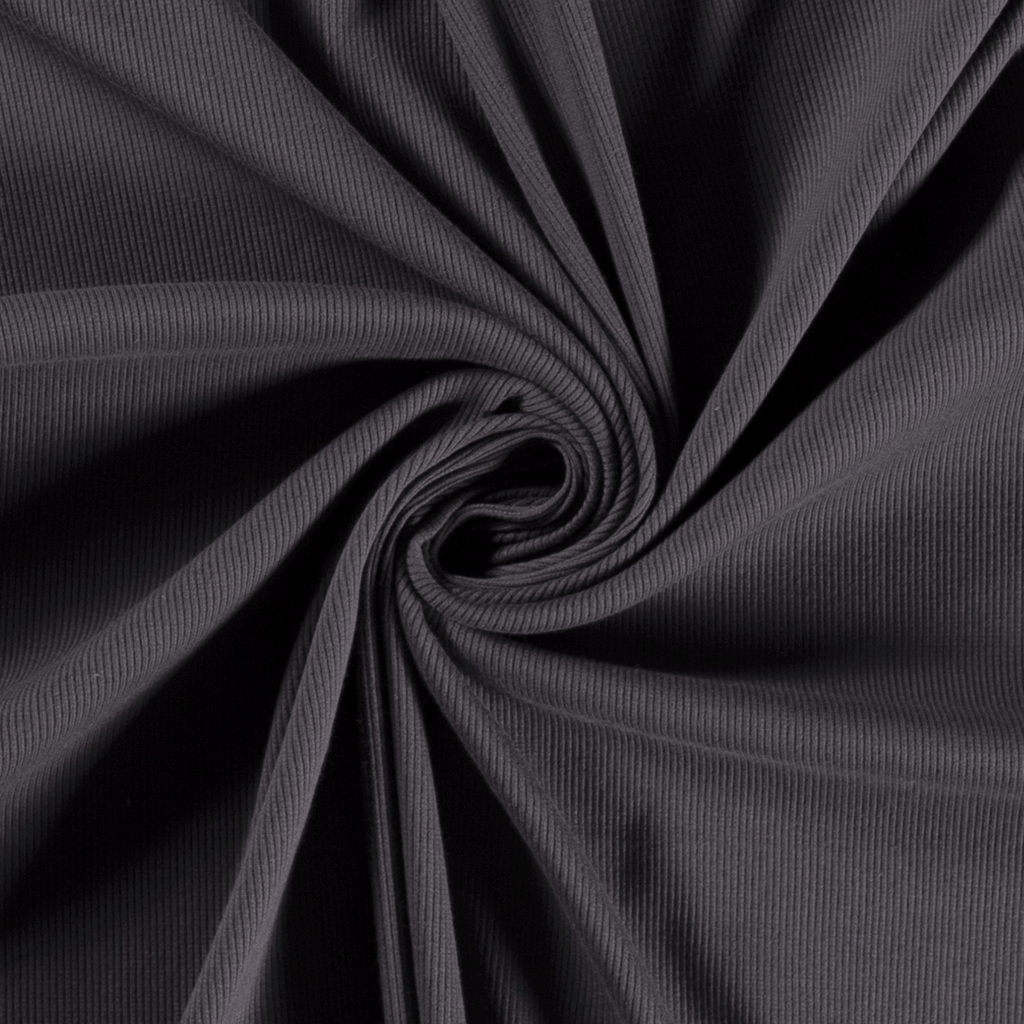 Fine Ribbed Jersey - Dark Grey-Jersey Fabric-Jelly Fabrics