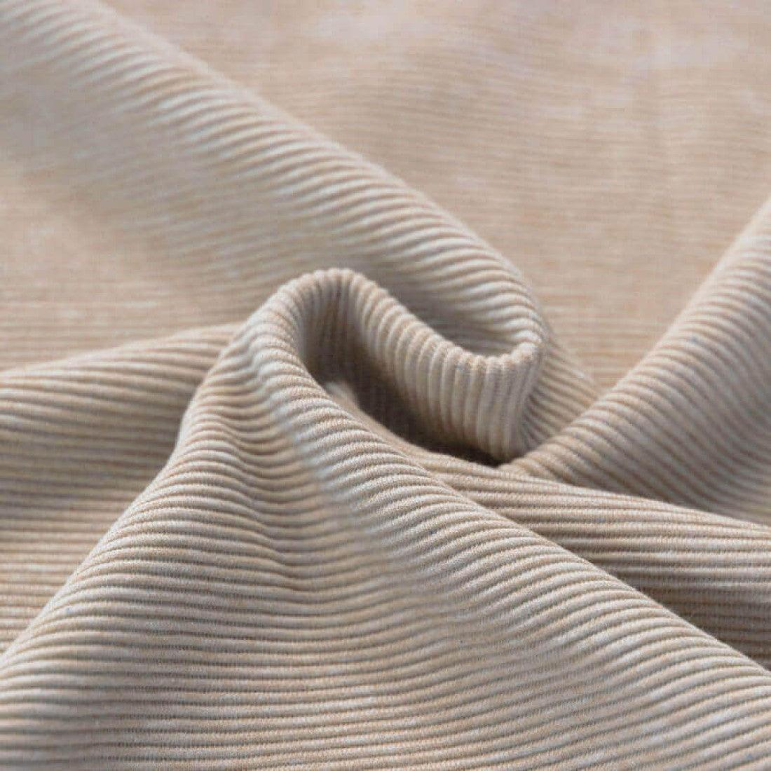 Ribbed Jersey Fabric - Light Beige Melange