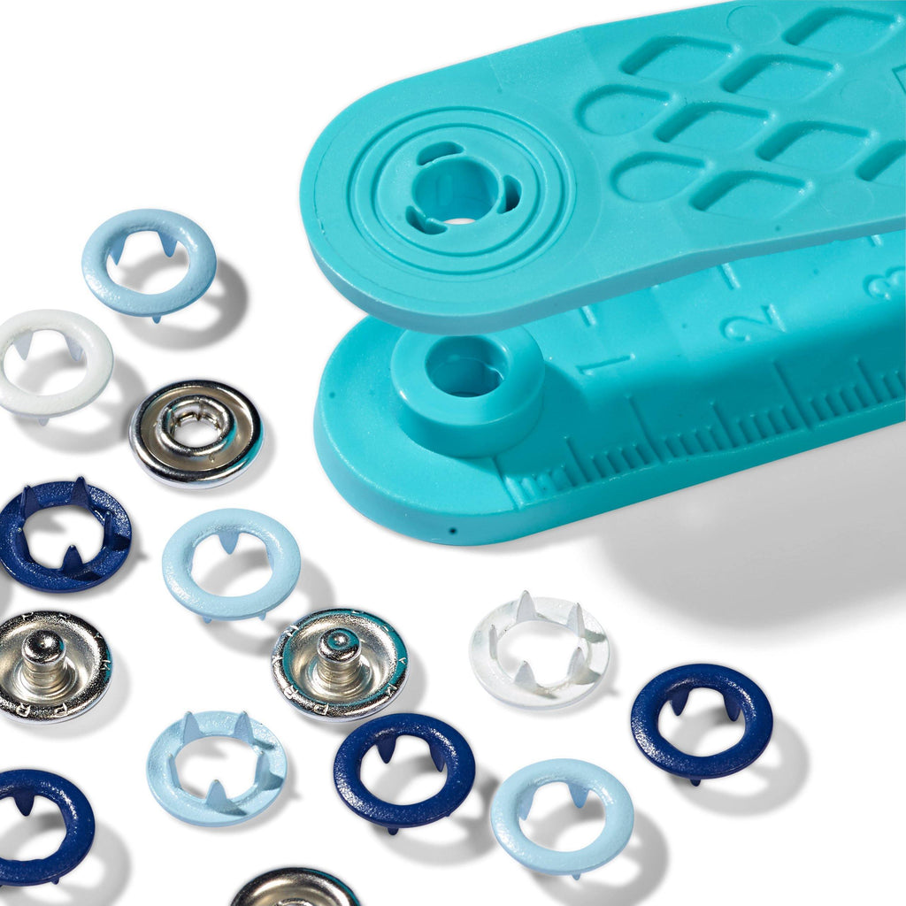 Non-sew 8mm Press Fasteners for Jersey (Blue) and Processing Tool Set-Accessories-Jelly Fabrics