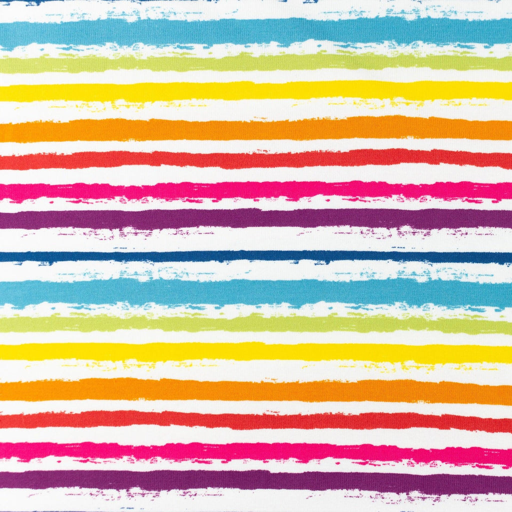 Cotton Jersey Fabric - Small Multicolour Stripes-Jersey Fabric-Jelly Fabrics