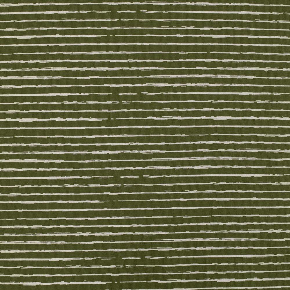 Cotton Jersey - Stripes in Army-Jersey Fabric-Jelly Fabrics