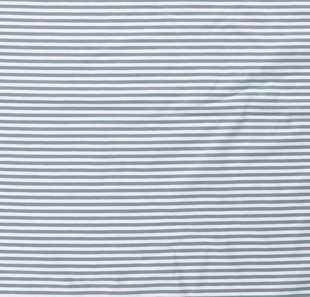 Cotton Jersey - Old Green and White Stripes-Jersey Fabric-Jelly Fabrics