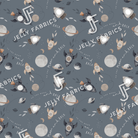 PRE-ORDER!!! - Cotton Jersey - To the Moon in Steel (due July)-Jersey Fabric-Jelly Fabrics