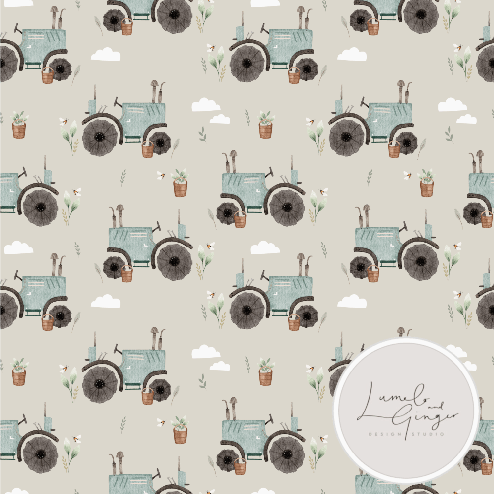 Cotton Jersey - TRACTOR in Tofu-Jersey Fabric-Jelly Fabrics