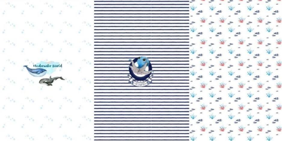 Jersey Panel - Underwater World on White-Jersey Panel-Jelly Fabrics