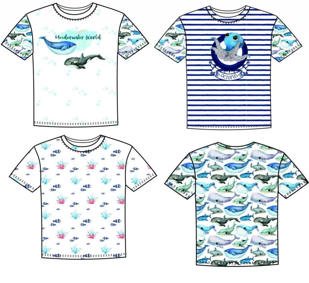 Jersey Panel - Underwater World on White-Jersey Panel-Jelly Fabrics