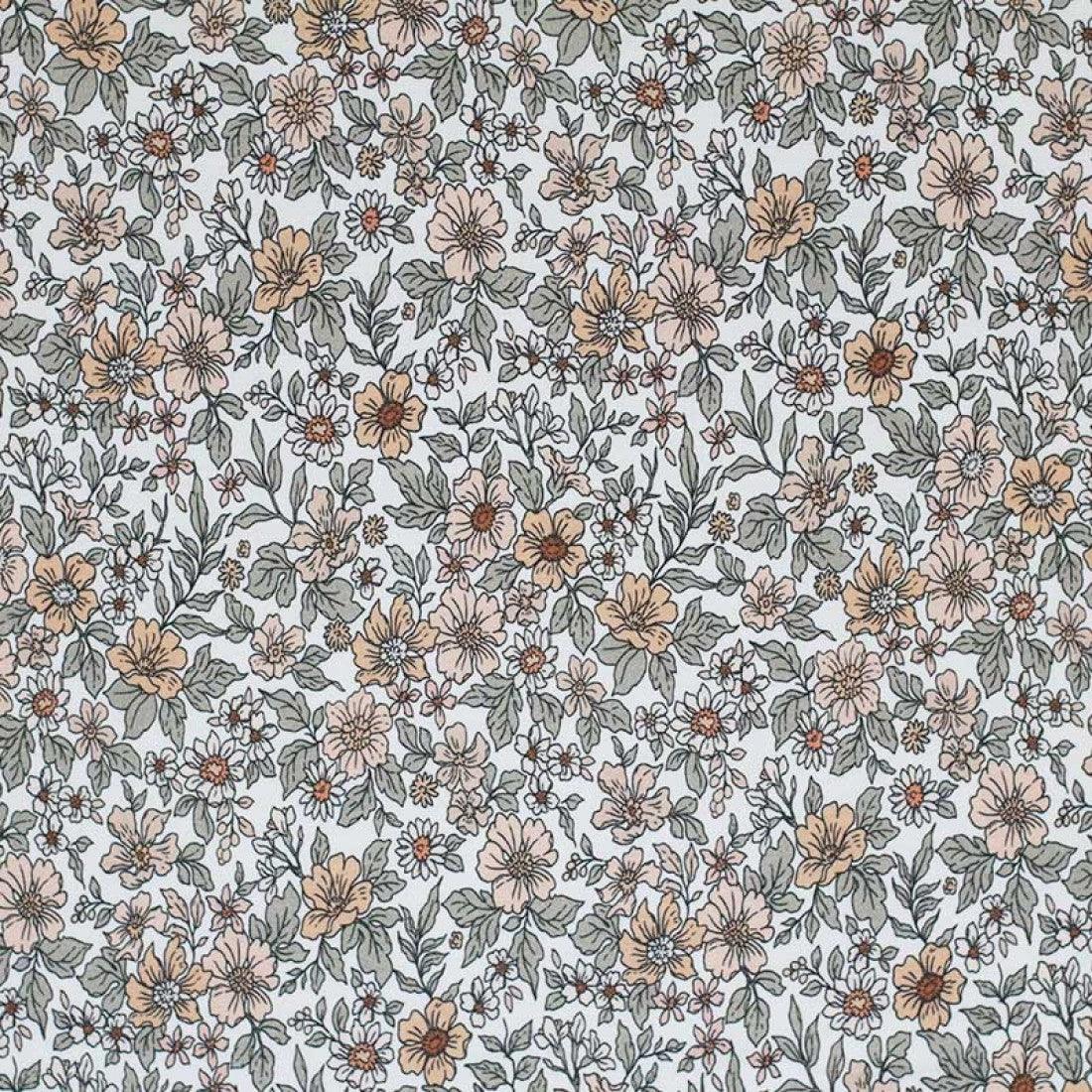 Cotton Jersey - Vintage Flowers Peach-Jersey Fabric-Jelly Fabrics