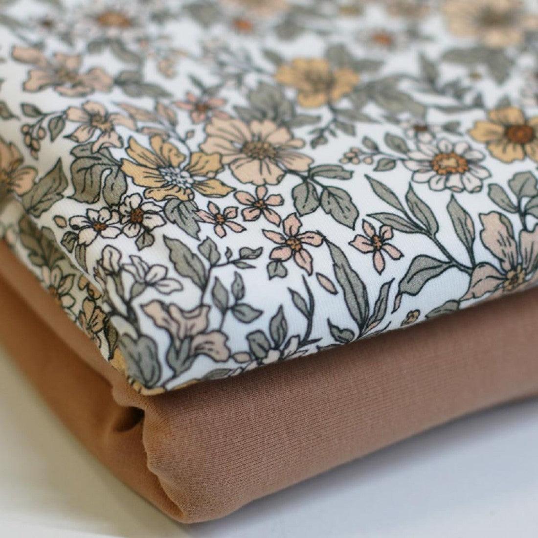 Cotton Jersey - Vintage Flowers Peach-Jersey Fabric-Jelly Fabrics