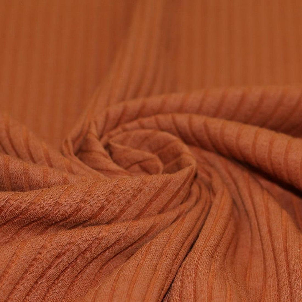 Wide Drop Needle Rib Jersey - Cognac-Jersey Fabric-Jelly Fabrics