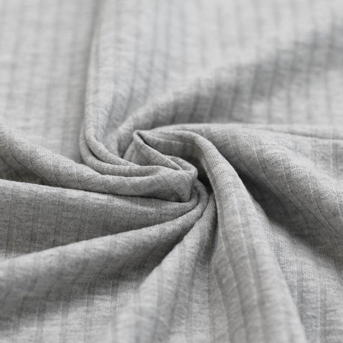 Wide Drop Needle Rib Jersey - Light Grey Melange-Jersey Fabric-Jelly Fabrics