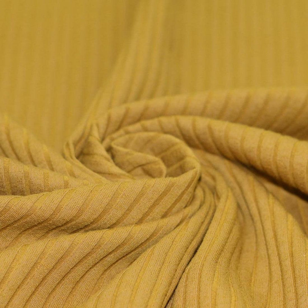Wide Drop Needle Rib Jersey - Ochre-Jersey Fabric-Jelly Fabrics