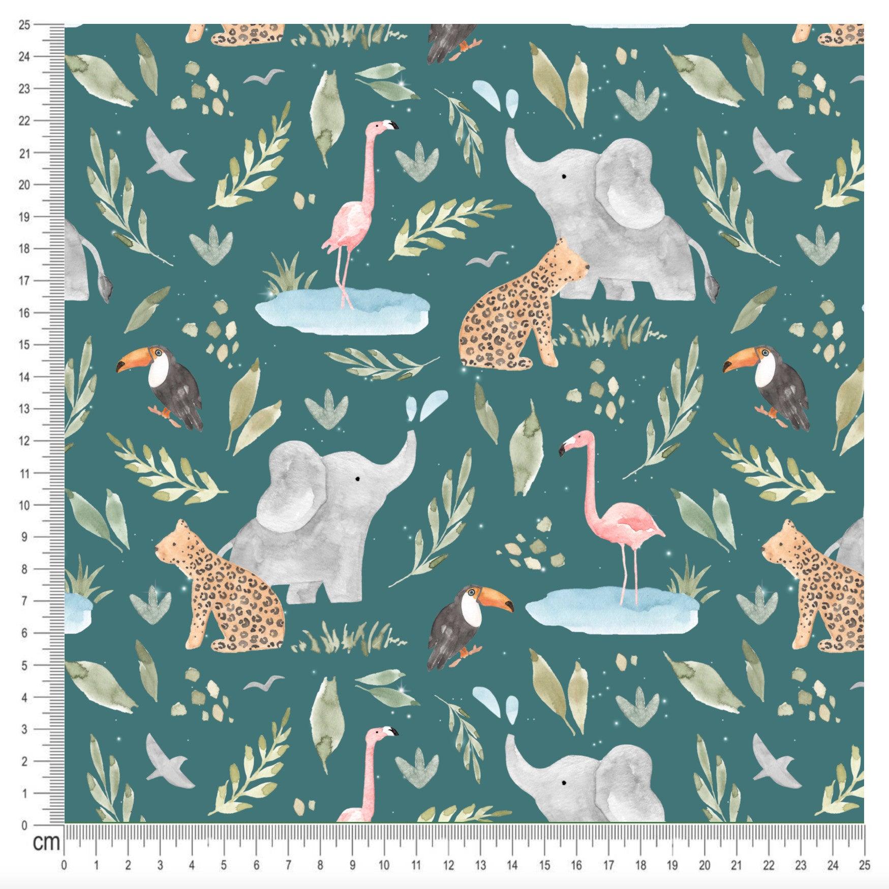 Cotton Jersey - Wild Safari in Teal (EXCLUSIVE)-Jersey Fabric-Jelly Fabrics