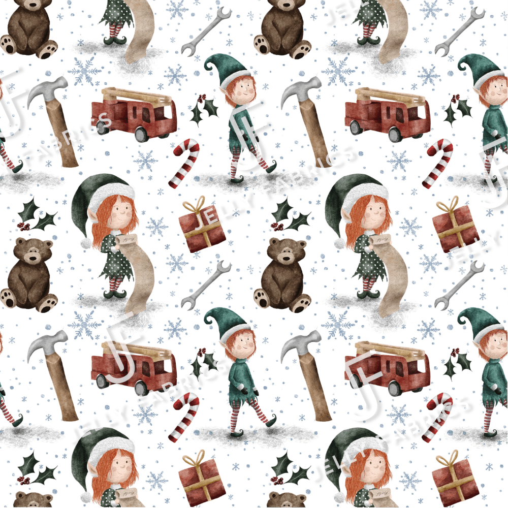 PRE-ORDER!!! - Elves Workshop in Off White (EXCLUSIVE) (due July)-Jersey Fabric-Jelly Fabrics